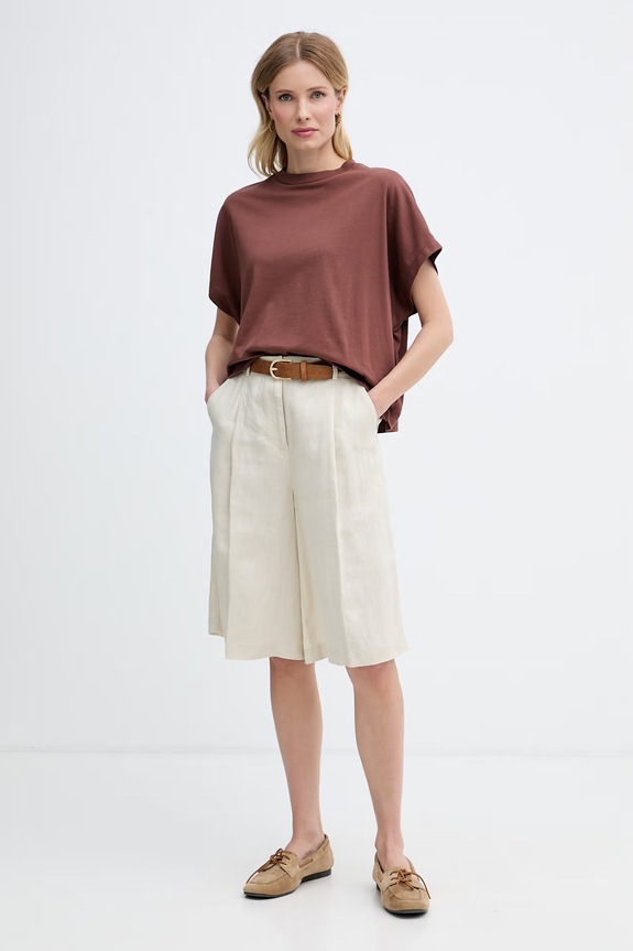 United Colors of Benetton majica ženska od pamuka 3096D1071 smeđa SS26