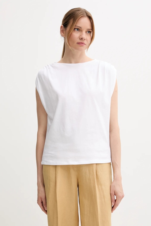 Bavlněné tričko United Colors of Benetton kulatý bílá 3096D10AB