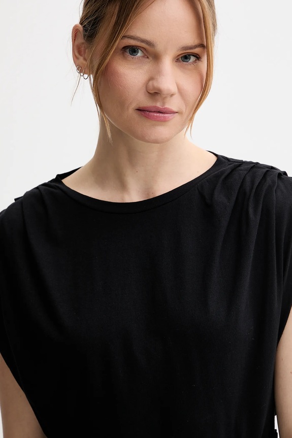 Βαμβακερό μπλουζάκι United Colors of Benetton μαύρο 3096D10AB