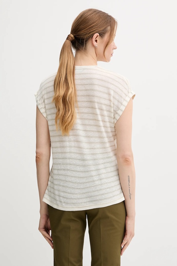 Odjeća Majica kratkih rukava s dodatkom lana United Colors of Benetton 38O0D10A8 bež