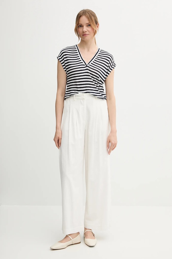 Μπλουζάκι με λινό μείγμα United Colors of Benetton 38O0D10A8 σκούρο μπλε SS25