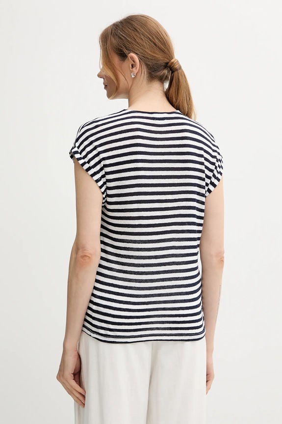 Ρούχα Μπλουζάκι με λινό μείγμα United Colors of Benetton 38O0D10A8 σκούρο μπλε