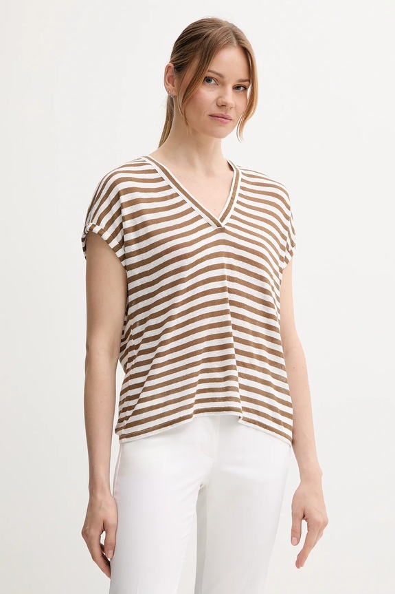 United Colors of Benetton tricou din amestec de in curele maro 38O0D10A8