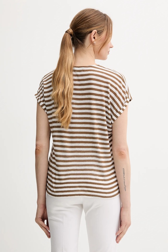Îmbrăcăminte United Colors of Benetton tricou din amestec de in 38O0D10A8 maro