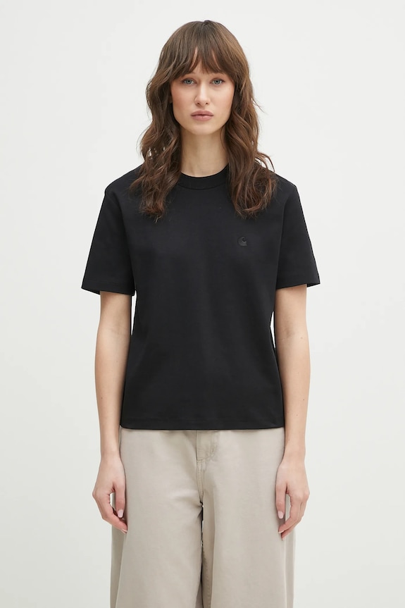Памучна тениска Carhartt WIP S/S Luca T-Shirt стандартна черен I034633.89XX