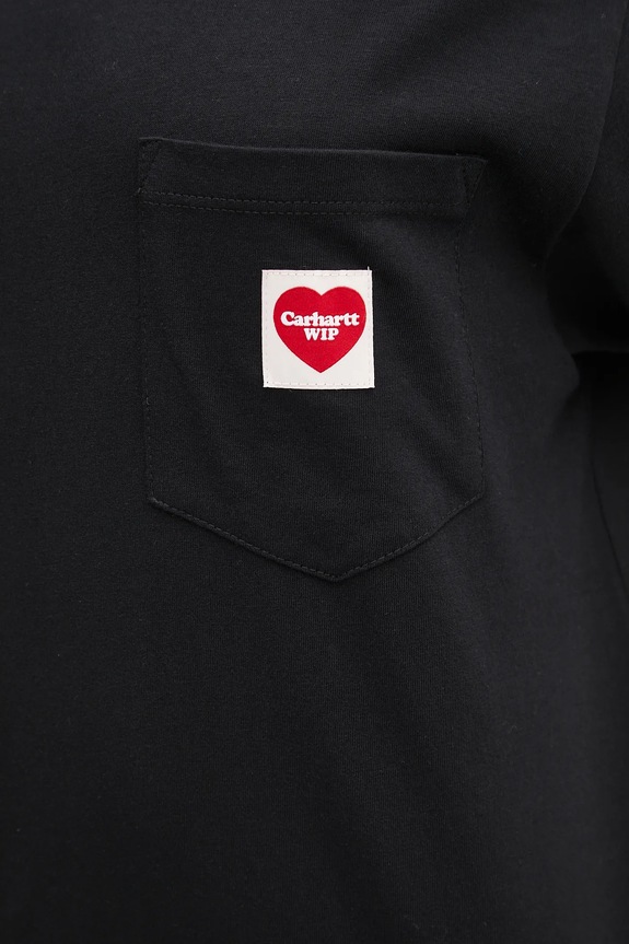 Bavlněné tričko Carhartt WIP S/S Pocket Heart T-Shirt černá I032180.1V2XX