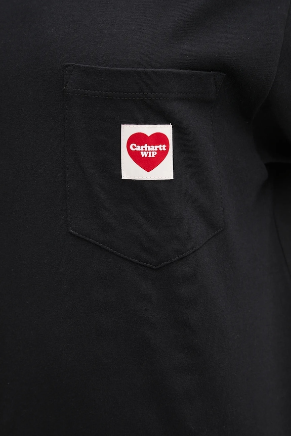 Bavlněné tričko Carhartt WIP S/S Pocket Heart T-Shirt černá I032180.1V2XX