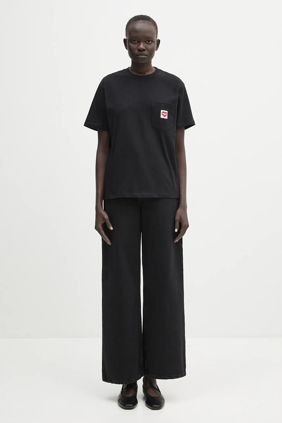 Bavlněné tričko Carhartt WIP S/S Pocket Heart T-Shirt I032180.1V2XX černá
