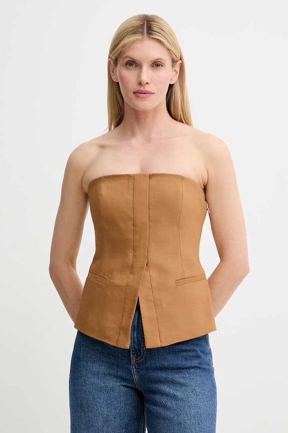 Ľanový top A.L.C. Renee slim hnedá 5TOPS01851