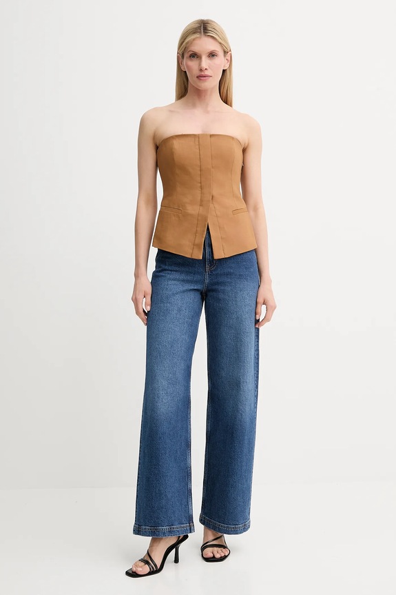 Ľanový top A.L.C. Renee 5TOPS01851 hnedá SS25
