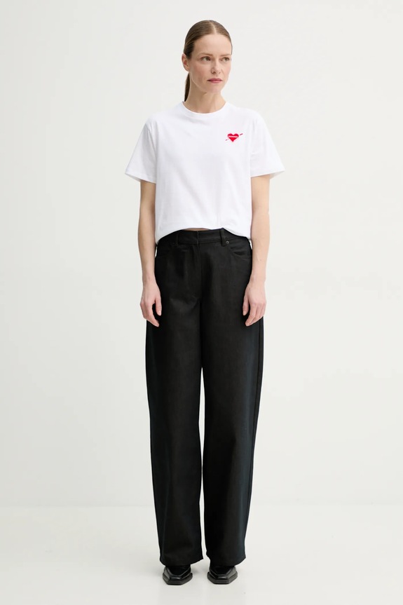 Βαμβακερό μπλουζάκι The Kooples FTSC30036K λευκό SS25