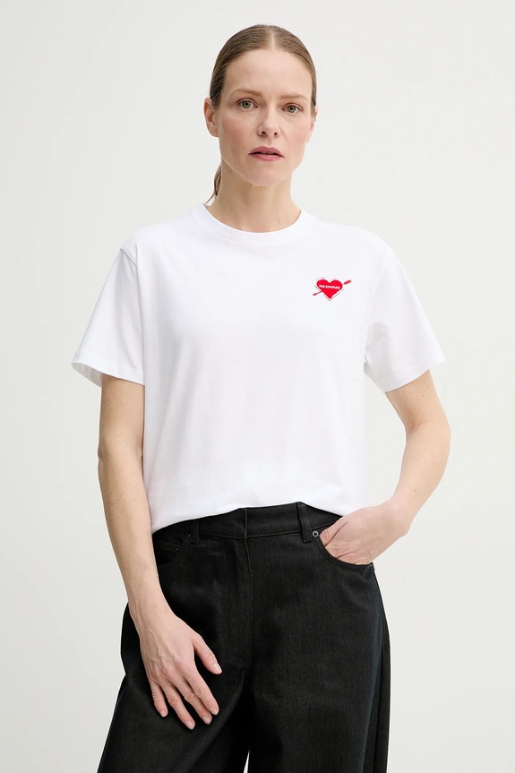 Βαμβακερό μπλουζάκι The Kooples λευκό FTSC30036K