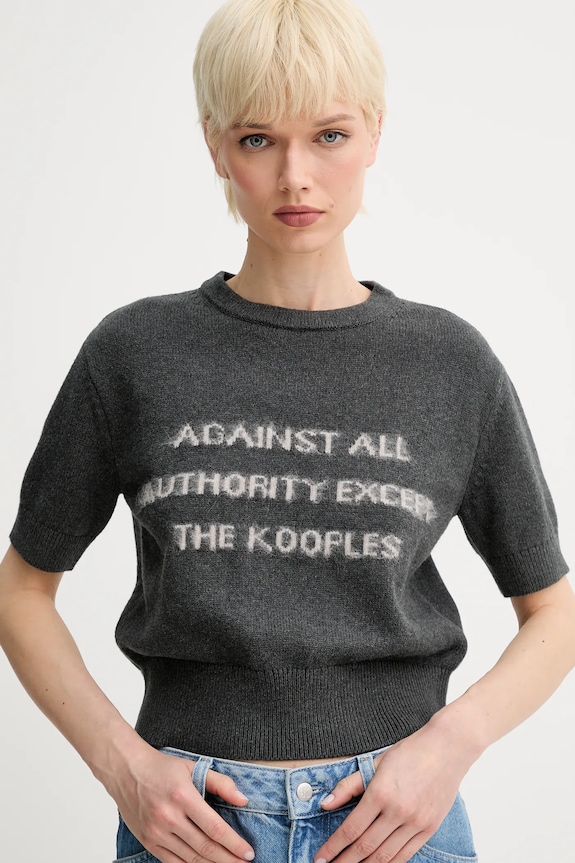 The Kooples gyapjúkeverék pulóver szürke FPUL30012K