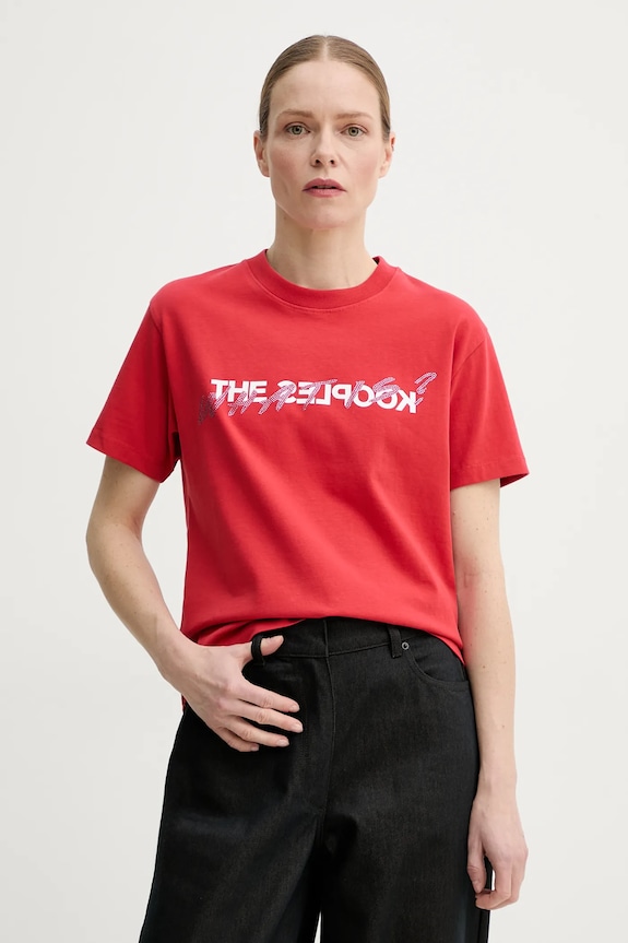 Βαμβακερό μπλουζάκι The Kooples στάμπα κόκκινο FTSC30027K