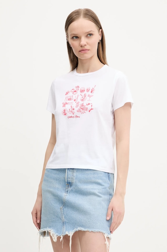 Βαμβακερό μπλουζάκι Abercrombie & Fitch στάμπα λευκό KI157.5109.100