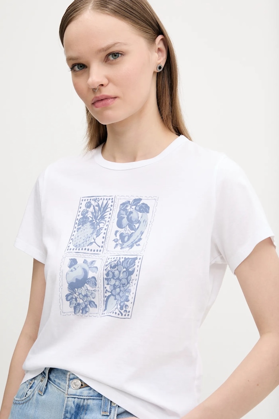 Βαμβακερό μπλουζάκι Abercrombie & Fitch λευκό KI157.5201.100