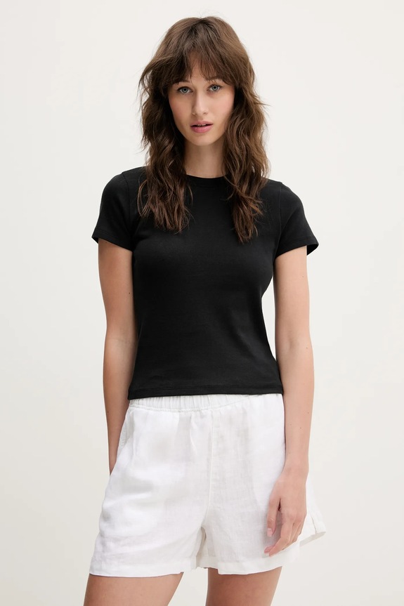 Βαμβακερό μπλουζάκι Hollister Co. slim μαύρο KI339.5061.900