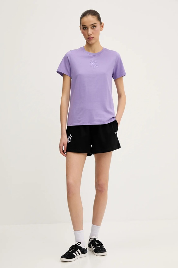 Βαμβακερό μπλουζάκι New Era 60596472 μωβ SS25