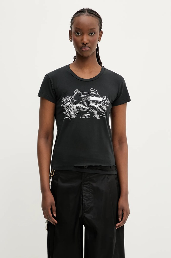 MM6 Maison Margiela tricou din bumbac print negru S62GD0199.M20108.899