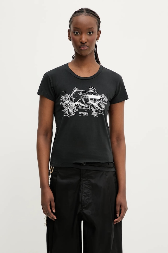 MM6 Maison Margiela t-shirt bawełniany nadruk czarny S62GD0199.M20108.899