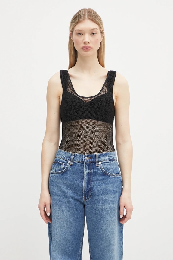 Anine Bing body Alysha Bodysuit uni negru A.10.10685