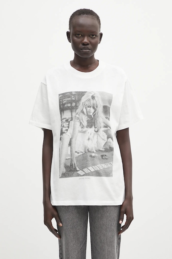 Anine Bing cotton t-shirt Lili Tee Ab X Dk X Brigitte Bardot relaxed white A.08.10565
