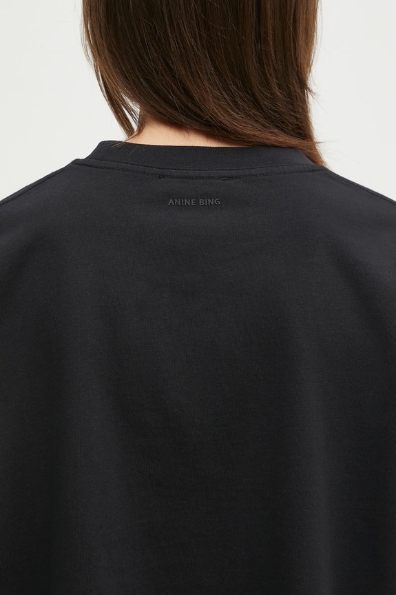 Anine Bing cotton t-shirt Myers Cropped Tee Framed Monogram A.08.10920 black