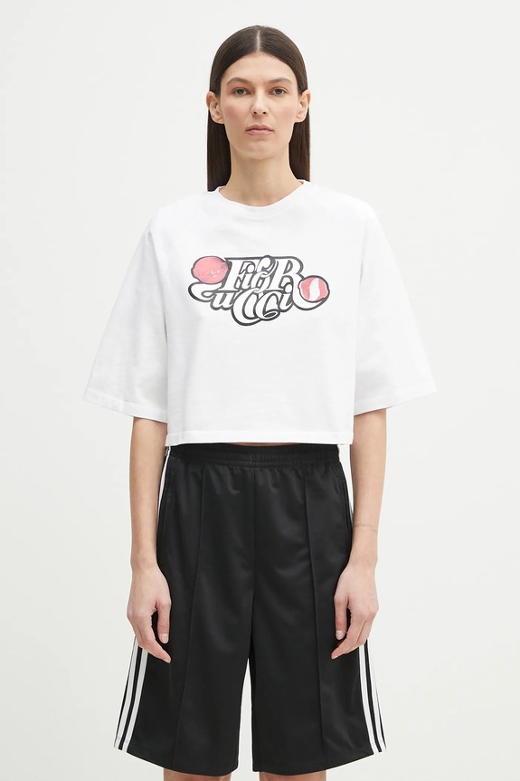 Fiorucci t-shirt bawełniany Curly Lollipop Logo Cropped Padded nadruk biały U02SPTSH106CJ01WH01
