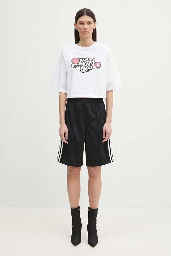 Fiorucci t-shirt bawełniany Curly Lollipop Logo Cropped Padded U02SPTSH106CJ01WH01 biały