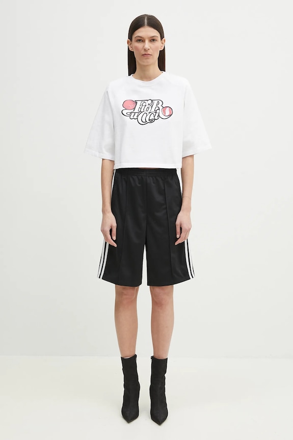 Fiorucci t-shirt in cotone Curly Lollipop Logo Cropped Padded U02SPTSH106CJ01WH01 bianco