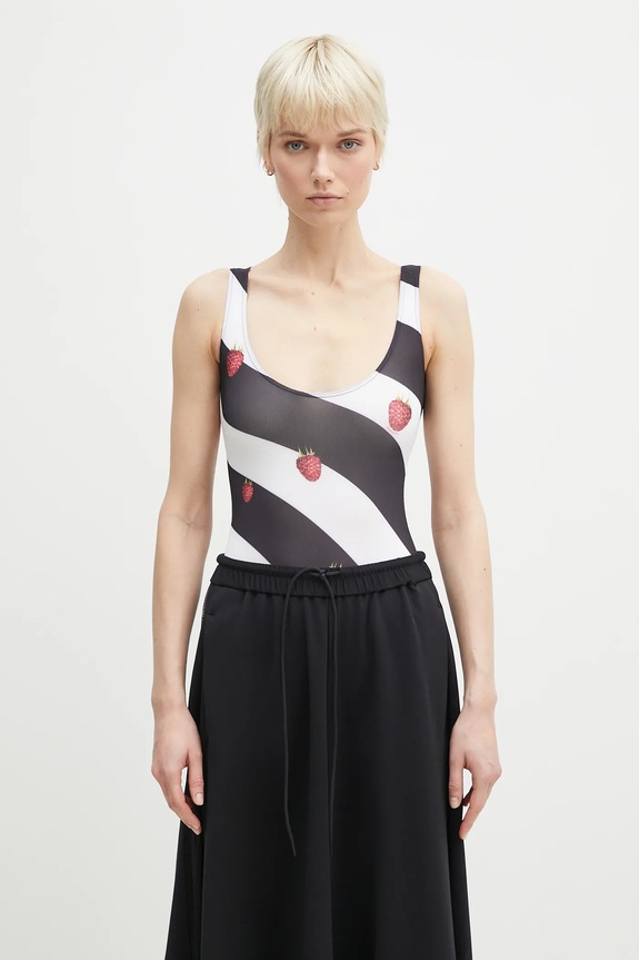 Fiorucci body Striped Raspberry Print print negru W02SPTBO292LY01MU01