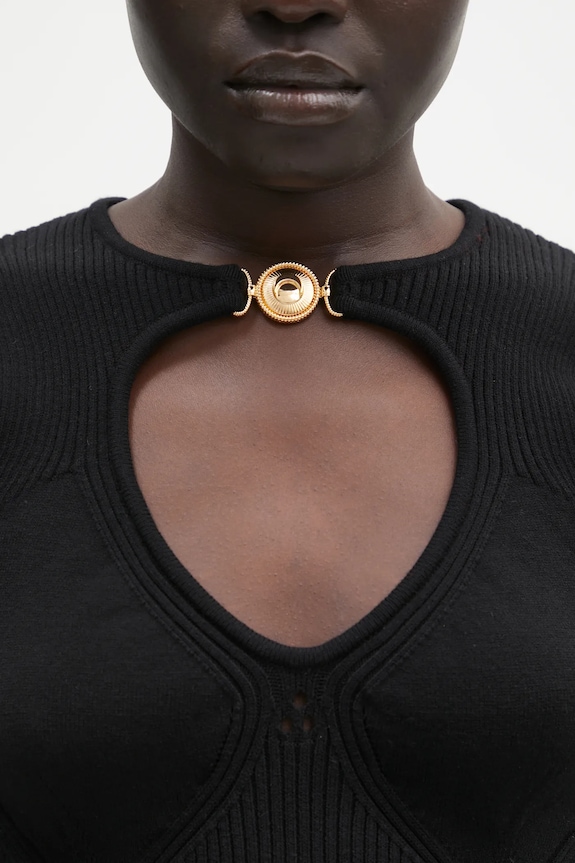 Top Marine Serre Moon Jewelry Knit Open Neck μαύρο WTK058A.CKNI0514