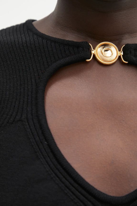 Top Marine Serre Moon Jewelry Knit Open Neck WTK058A.CKNI0514 μαύρο