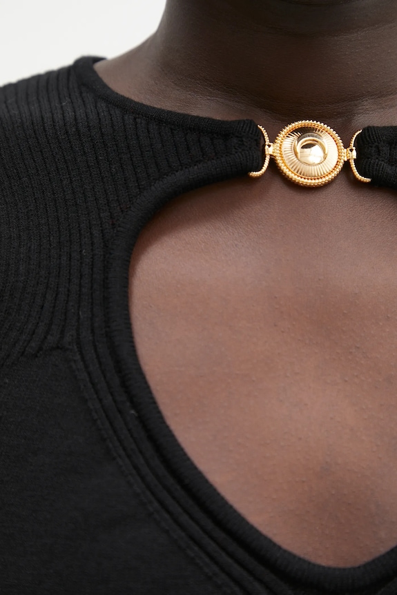 Top Marine Serre Moon Jewelry Knit Open Neck WTK058A.CKNI0514 μαύρο