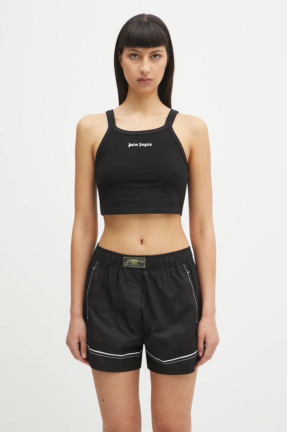 Pamučni top Palm Angels Classic Logo Tank slim crna PWAD060C99FAB0021003