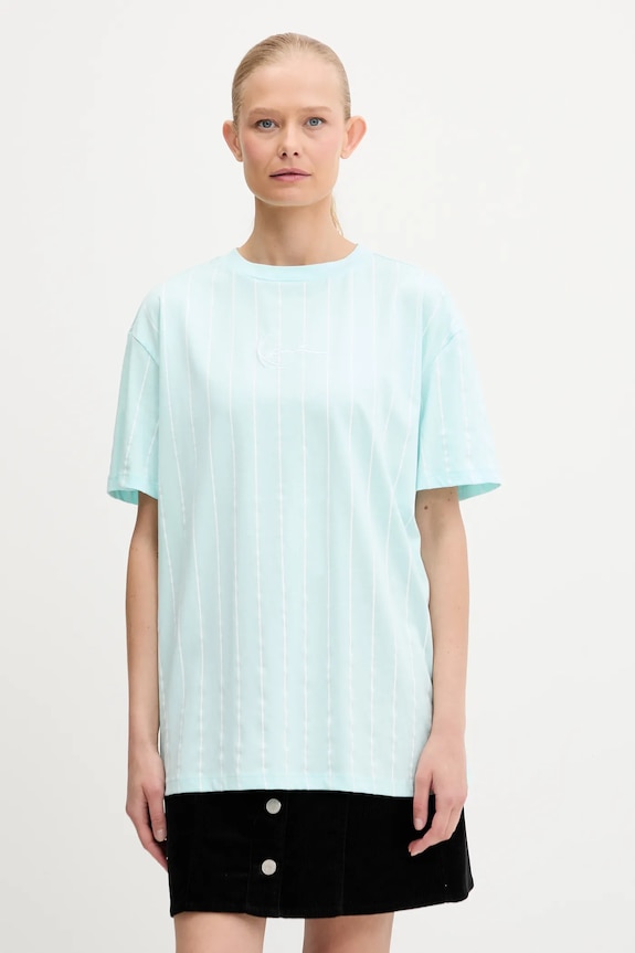 Karl Kani t-shirt bawełniany wzorzyste turkusowy PD00005464