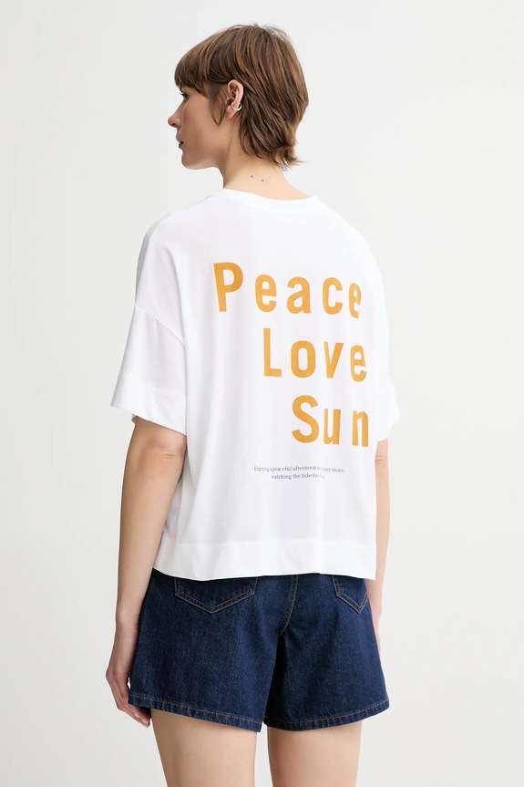 Marc O'Polo t-shirt bawełniany nadruk biały 504206751235