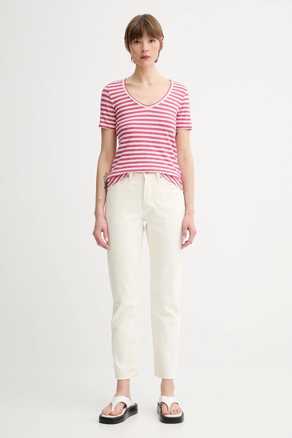 Marc O'Polo t-shirt bawełniany 504219651293 różowy SS25
