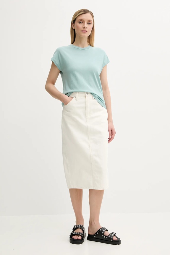 Marc O'Polo t-shirt bawełniany 516210051549 turkusowy SS25