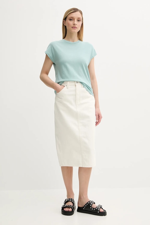 Marc O'Polo t-shirt bawełniany 516210051549 turkusowy SS25