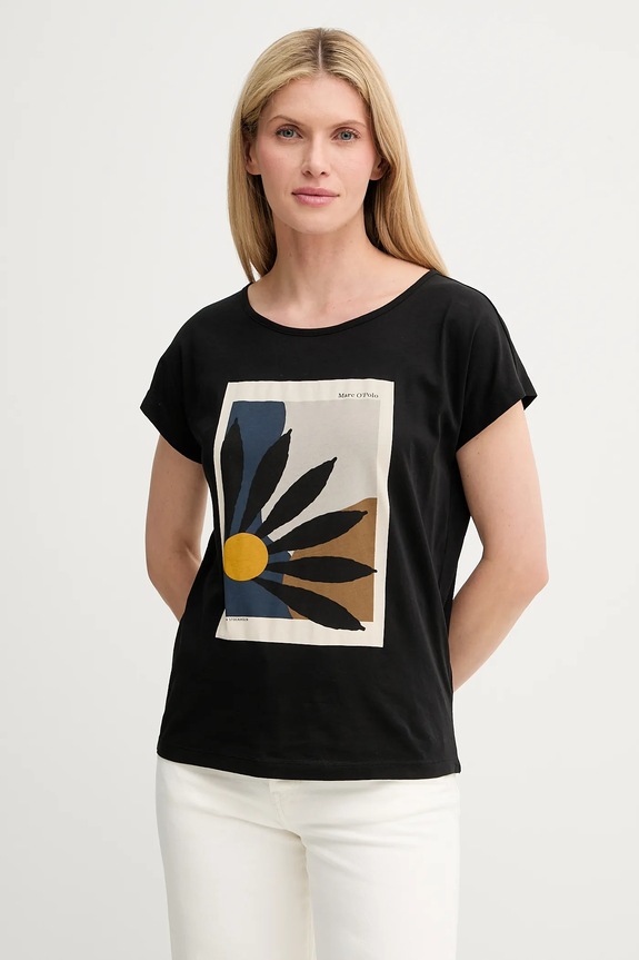 Marc O'Polo t-shirt bawełniany nadruk czarny M04206751377