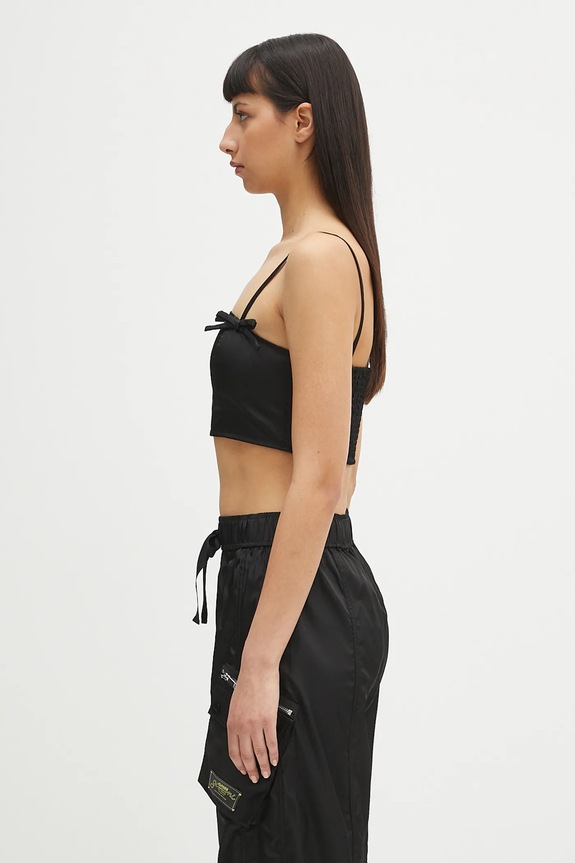 GANNI top Duchesse Nylon Strap W0483 czarny SS25