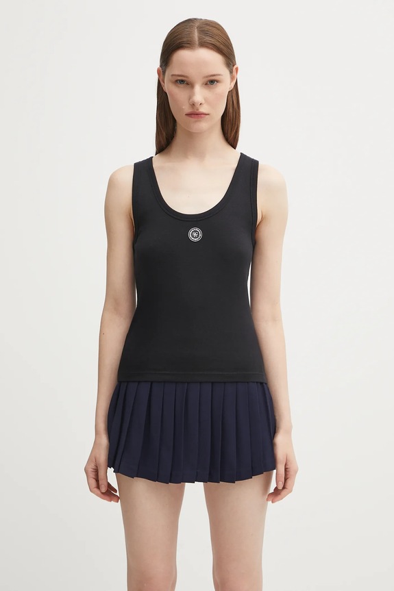 Sporty & Rich top in cotone Shrwc Baby Rib Tank slim nero TO081600305BA01