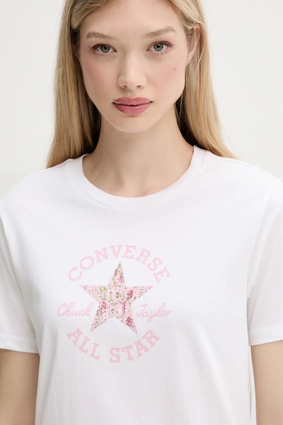 Pamučna majica Converse bijela 10027751.A01