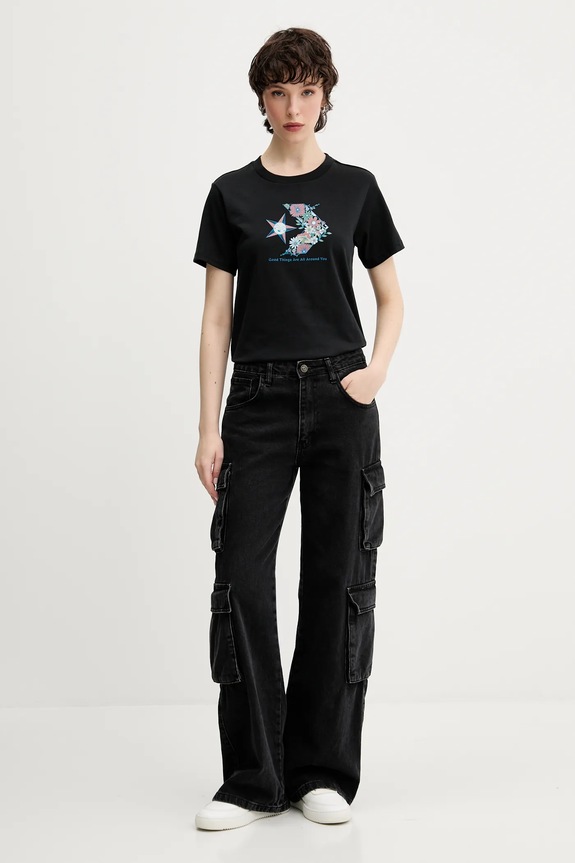 Хлопковая футболка Converse 10027752.A01 чёрный SS25