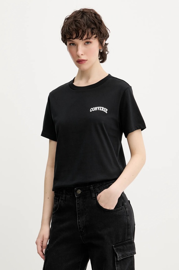 Bavlnené tričko Converse slim čierna 10028336.A03