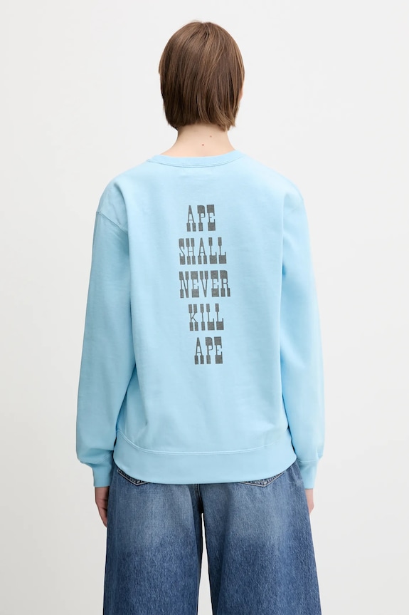 Odzież A Bathing Ape bluza bawełniana Baby Milo Volume Sleeve Crewneck 2L30213005 niebieski