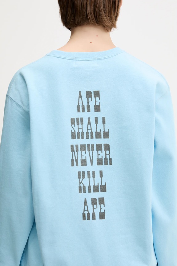 A Bathing Ape bluza bawełniana Baby Milo Volume Sleeve Crewneck niebieski 2L30213005