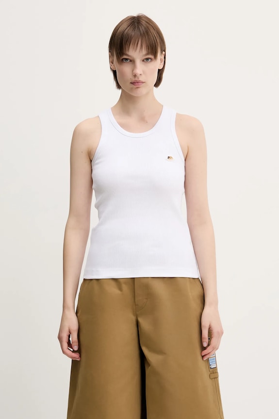 Fiorucci top in cotone Angel Patch Ribbed Tank slim bianco W02SPTTA324CJ01WH01