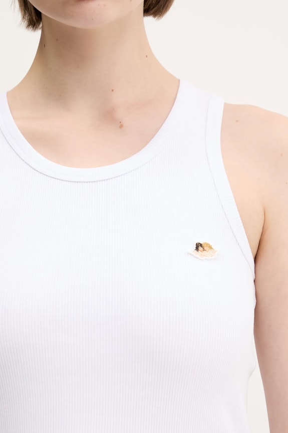 Bavlnený top Fiorucci Angel Patch Ribbed Tank biela W02SPTTA324CJ01WH01